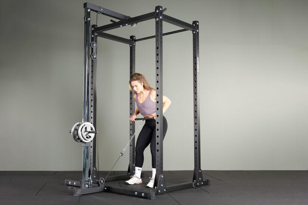 Mirafit M200 Half Power Rack Cable Pulley System bent over cable row using a Mirafit M200 Half Power Rack Cable Pulley System