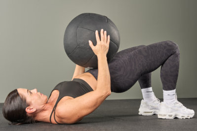 Glute bridge with a Mirafit Medicine Ball