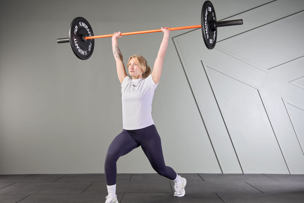 split jerk using Mirafit Fine City Barbell