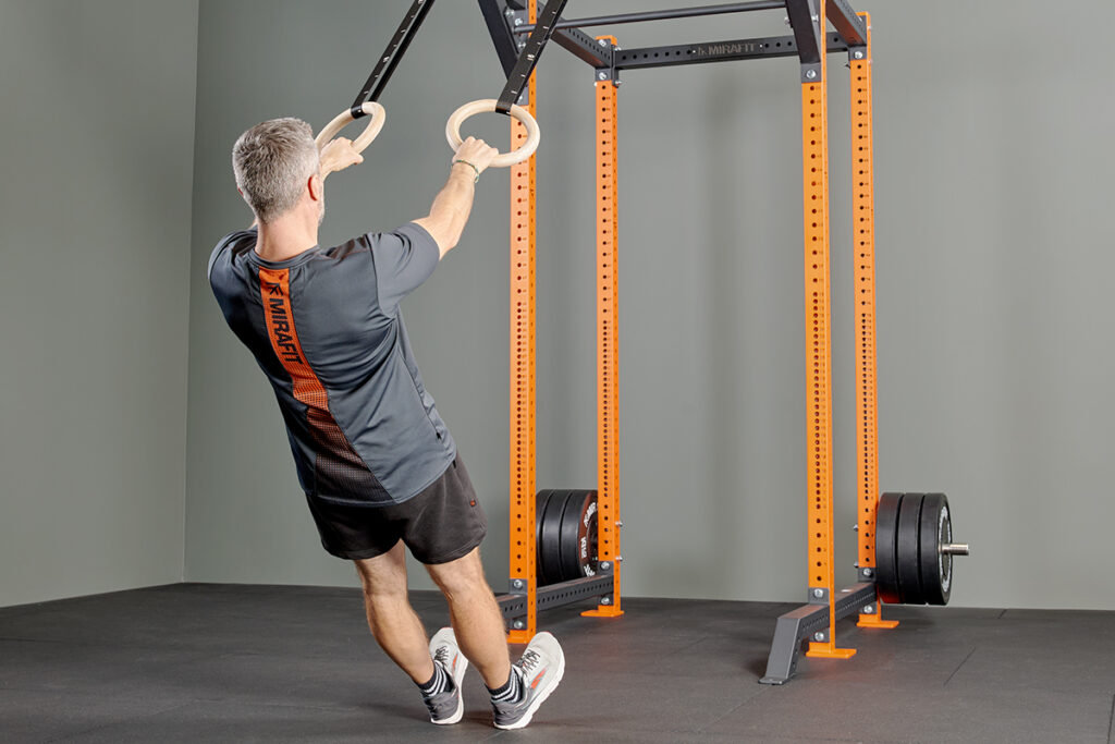 ring rows with Mirafit Wooden Gymnastic Rings