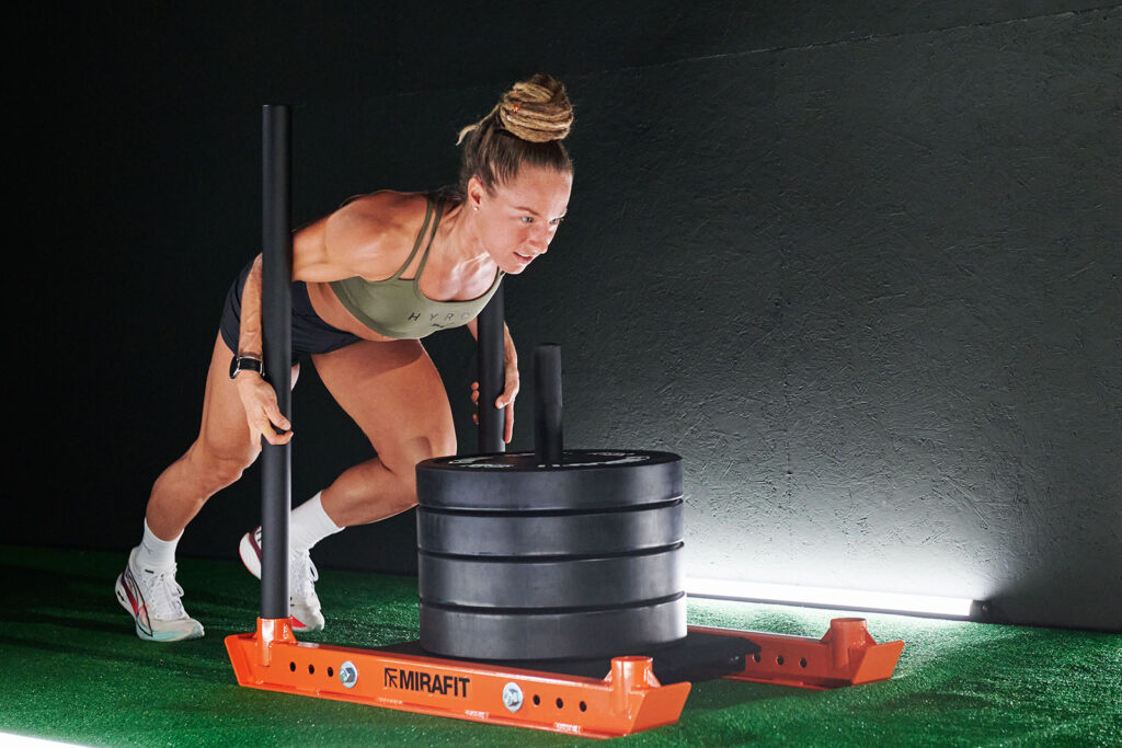 sled push on a Mirafit M3 Weight Sled