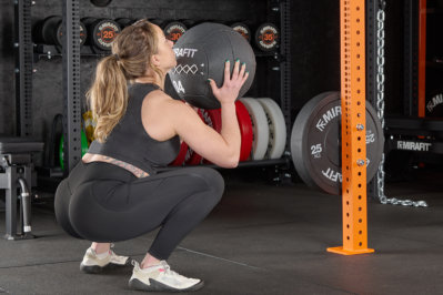 wall ball throw with a Mirafit Stitched Medicine Wall Ball
