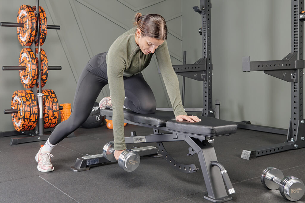 single arm dumbbell row with Mirafit Adjustable Dumbbells