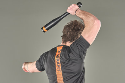 arm cast with Mirafit Indian Club