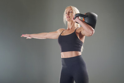 clean and press using a Mirafit Adjustable Kettlebell