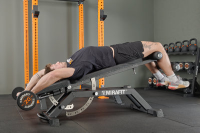 Decline EZ Bar Pullover with Mirafit Rubber Weighted EZ Curl Bar