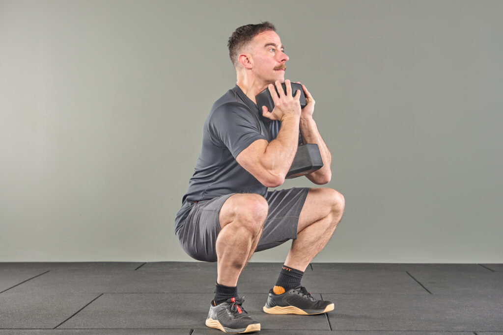Goblet Squat using Mirafit Rubber Grip Hex Dumbbell