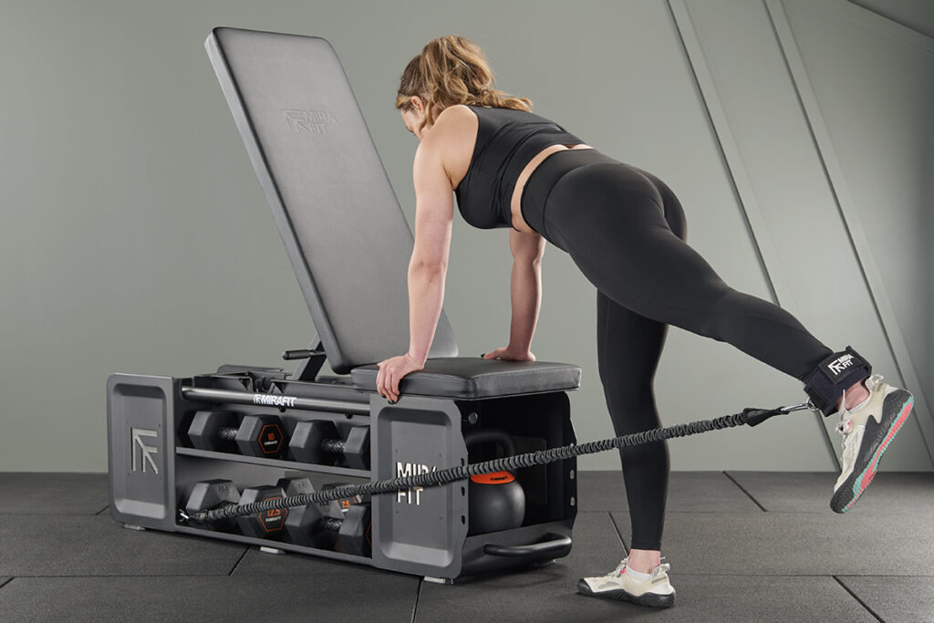 Glute kickback using Mirafit Resistance Tube