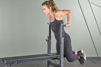 Performing a Dip on a Mirafit M1 Folding Weight Bench with Dip Station