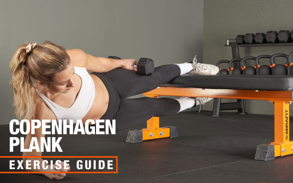 Copenhagen plank on a Mirafit M3 Flat Weight Bench