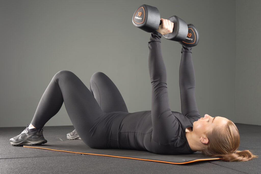 dumbbell floor press with Mirafit Studio Dumbbell Hand Weights