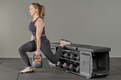 Kettlebell Bulgarian Split Squat with a Mirafit Studio HIIT Bench