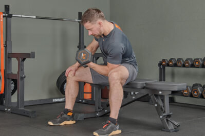 Concentration curl using Mirafit Rubber Grip Hex Dumbbells