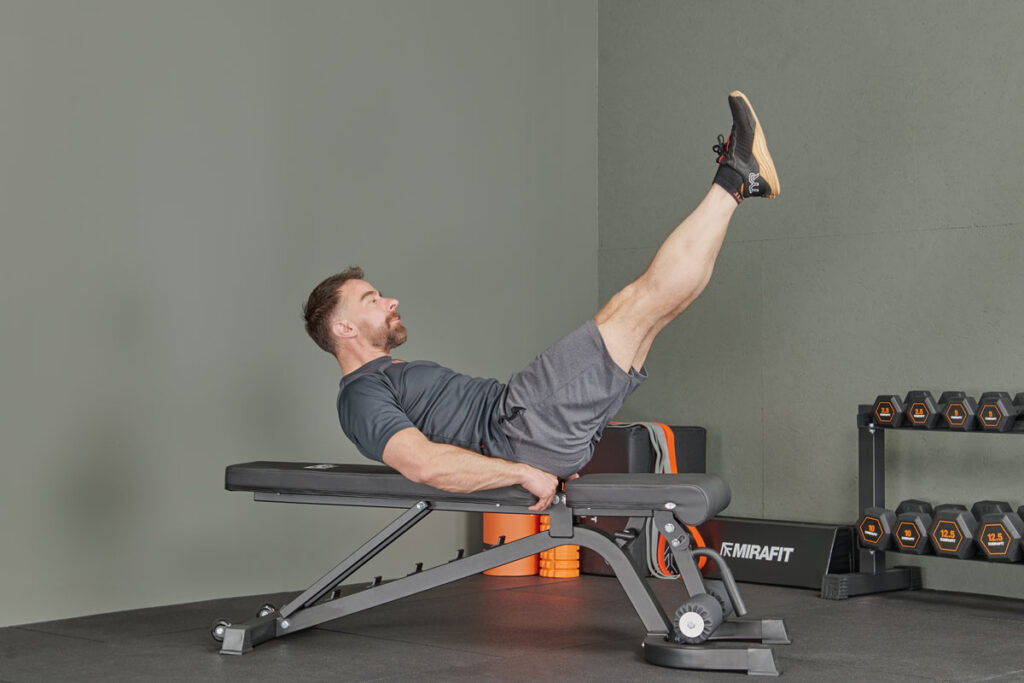 V-Sit Hold on a Mirafit M160 FID Adjustable Weight Bench