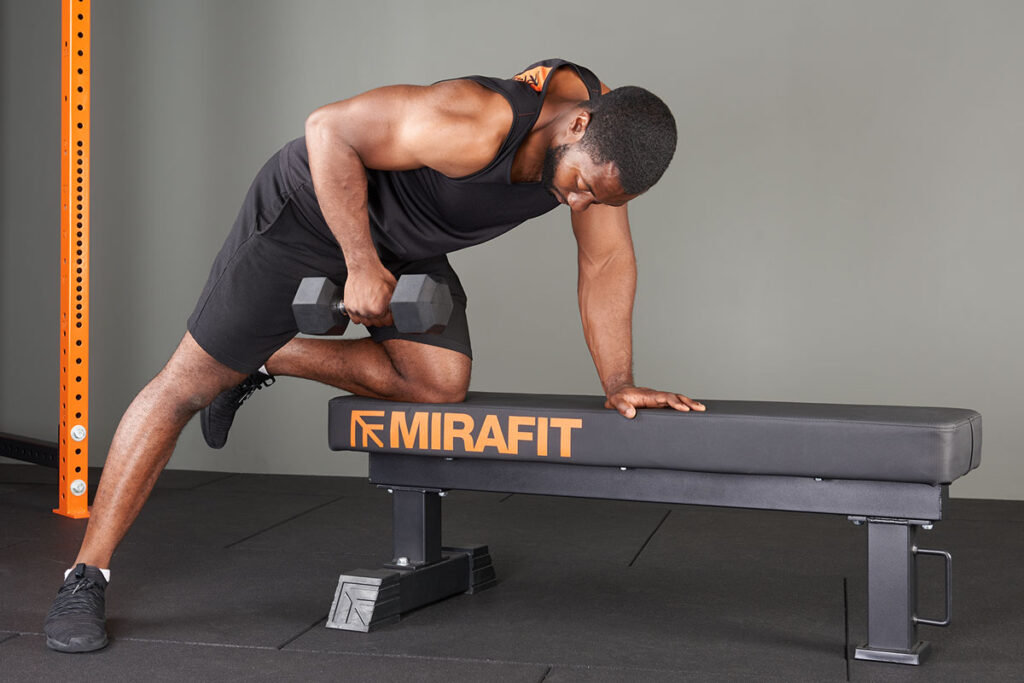 bent over dumbbell row with Mirafit M3 Flat Weight Bench
