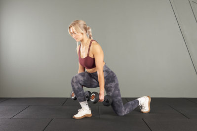Split squat using Mirafit Rubber Dumbbell Set