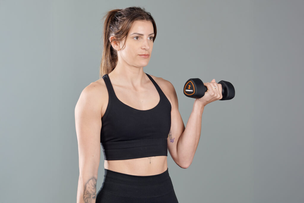 Bicep curl with Mirafit 2kg Studio Dumbbells