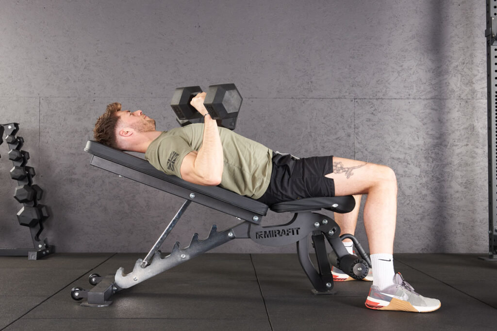 incline dumbbell bench press with Mirafit Hex Dumbbells