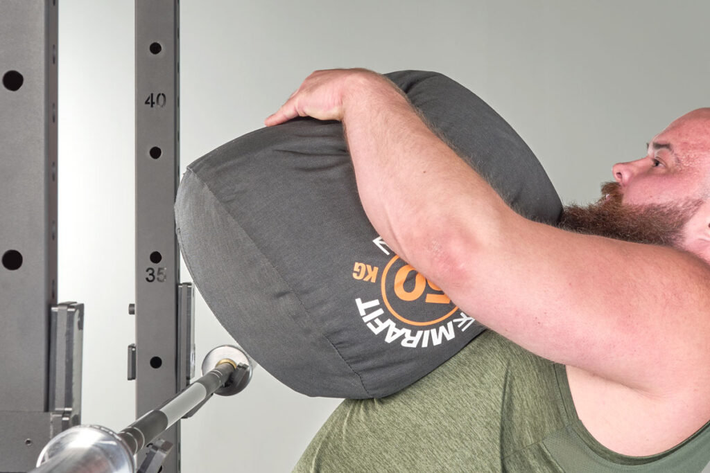 Mirafit Gen III Sandbag for Strongman Training Load over bar with Mirafit 50kg Sandbag