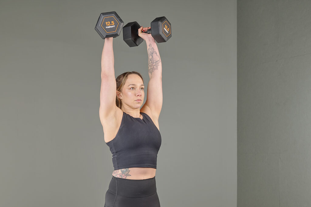 Dumbbell push press with Mirafit Rubber Grip Hex Dumbbells