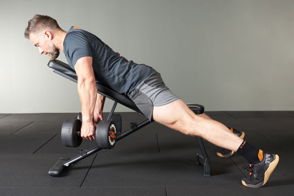 Incline dumbbell row with Mirafit Rubber Dumbbell Set