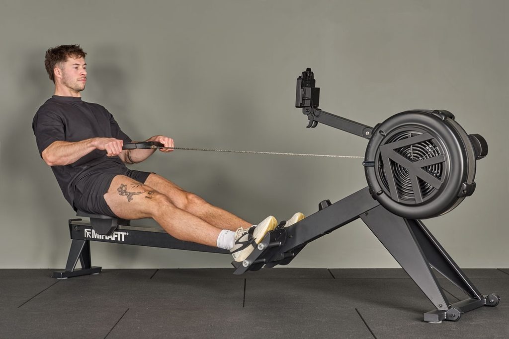 Rowing on a Mirafit Rowing Machine