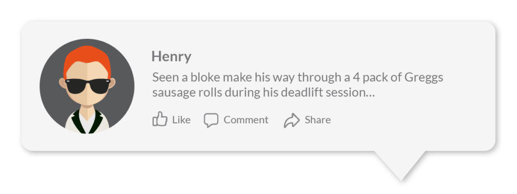This is an image of a social media post about a man who was eating sausage rolls during his training.