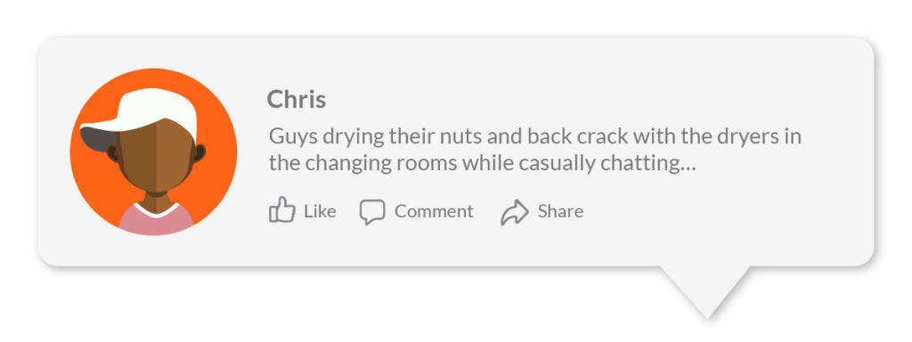 This is an image of a social media post about a man drying all of their body with a hair dryer.