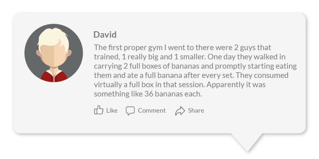 This is an image of a social media post about some people who were eating banana s in the gym.