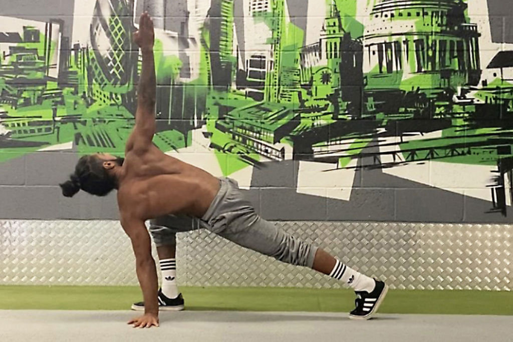 Riki Warren performing a Lunge with Spinal Twist